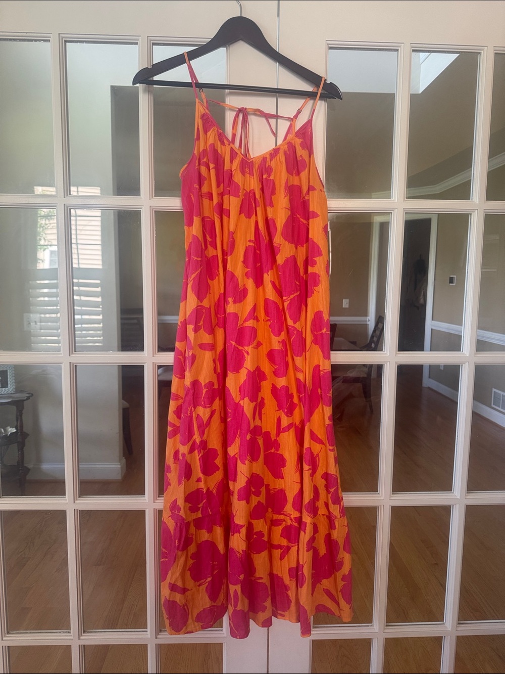 GAP Orange and Pink Floral Tie-Back Maxi Dress
